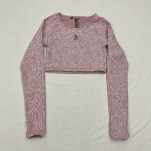 Gymshark Pink Cropped Top Long Sleeve Moisture Wick Athleisure Size Small